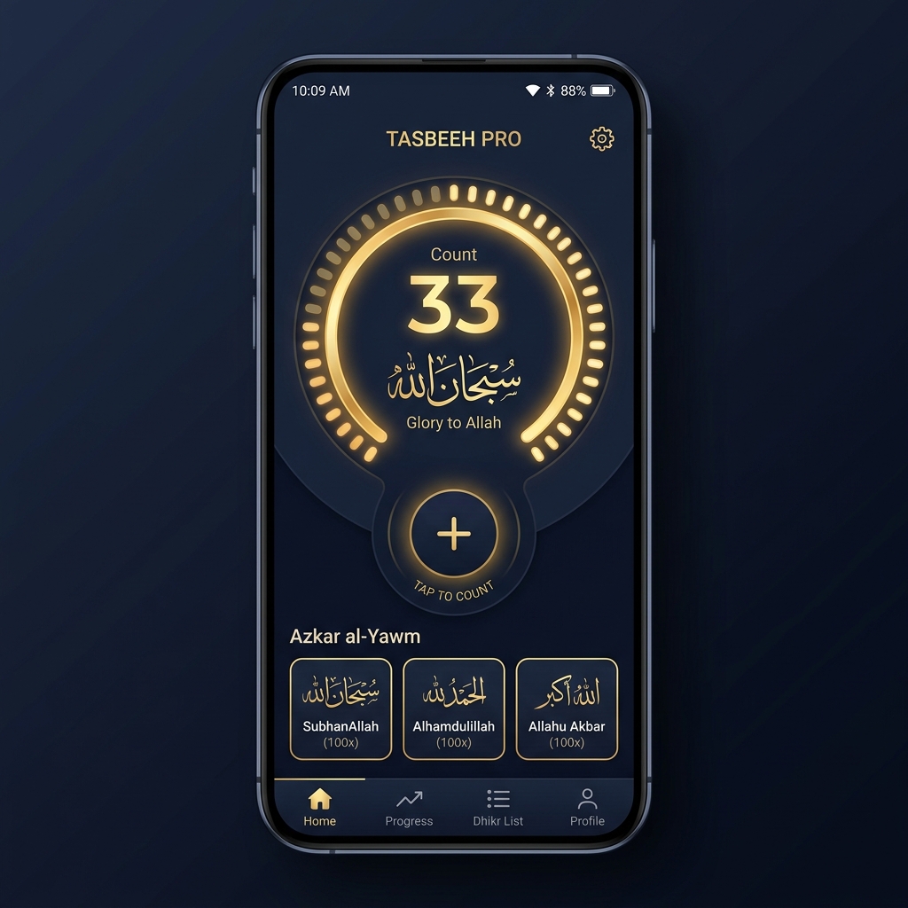 شاشة التسبيح والأذكار